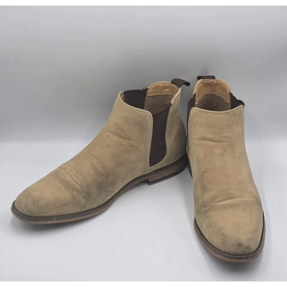 Harrison Myles Beige Mens Classic Scott Chelsea Boots Shoes Size 11 B-1852 Suede